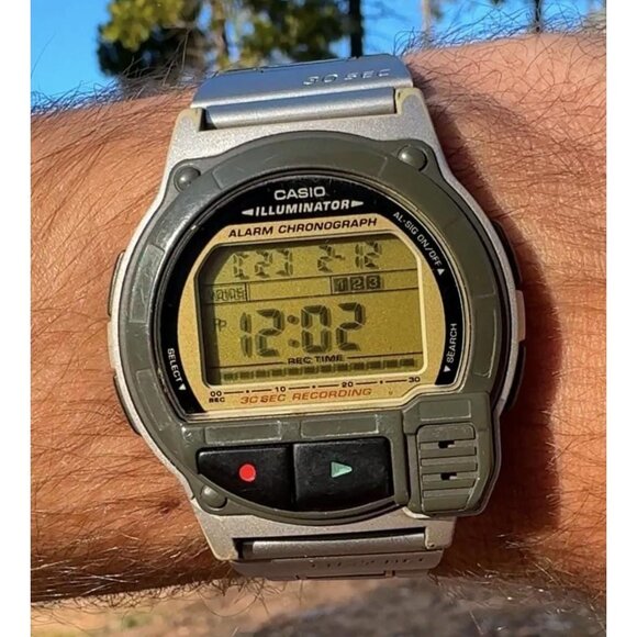 Lot of 2 Vintage Casio Digital Watches - Voice Memo A-V3 Casio ABX-24 Data Bank - Picture 2 of 10